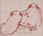 Two Pug Puppies, the brothers,2005,(ink on wet paper)