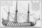 Profile of a vessel with its masts, illustration from the 'Atlas de Colbert', plate 42 (pencil & w/c on paper) (b/w photo)