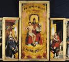 Polyptych of the Glorification of the Holy Trinity, central panel depicting the Trinity, the Virgin and St. John the Baptist, c.1509-16 (oil on panel)