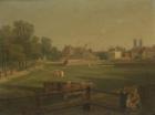 A Western View of Part of Westminster and Bird Cage Walk, from Mill House (oil on panel)