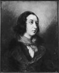 Portrait of George Sand, 1838 (oil on canvas) (b/w photo)