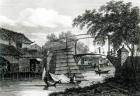 Drawbridge at Malacca, engraved by George Cooke (engraving) (b/w photo)