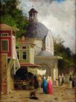 Constantinople, view of the Brutus column (oil on wood)