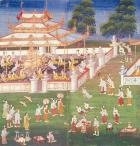 Ma 565 Monks at their annual meeting in June in Mandalay, from the Nimi Jataka, 1869 (gouache on paper)