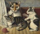 Cat and Kittens, c.1872-1883 (oil on millboard)