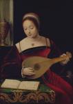 Mary Magdalene Playing the Lute (oil on panel)