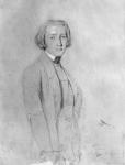 Franz Liszt (1811-86) Rome, 29th May 1839 (graphite & white highlights on paper) (b/w photo)
