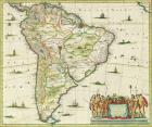 America Pars Meridionalis, page 93 of 'Atlas Minor Sive Geographia Compendiosa, qua Orbis Terrarum' compiled by Nicolaes Visscher (1618-1709) 1655 (hand coloured engraving)