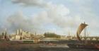 Westminster from Lambeth, with the ceremonial barge of the Ironmongers' Company, c.1745 (oil on canvas)