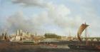 Westminster from Lambeth, with the ceremonial barge of the Ironmongers' Company, c.1745 (oil on canvas)