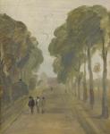 Avenue of Trees with Figures, previously attributed to J.M.W. Turner (1775-1851) and also attributed to Peter de Wint (1784-1849), 1805-10 (oil on paper)