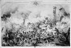 The Siege and capture of Saragossa, 1809 (litho) (b/w photo)
