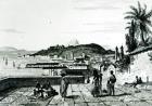View of Rio de Janeiro from the church of St.Bento drawn by Fleury, engraved by Aubert, 1838 (engraving) (b/w photo)