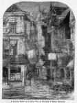 A London Street on a Rainy Day, in the days of Queen Elizabeth, illustration from 'Cassell's Illustrated History of England' by John Cassell, published 1857 (engraving)