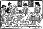 A Supper Party, from a 'Book of Roxburghe Ballads' (woodcut) (b/w photo)