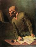 John Duns commonly called Duns Scotus, 1266 1308. Generally considered to be one of the three most important philosopher-theologians of the High Middle Ages. After a 17th century painting. From Impressions of English Literature, published 1944.