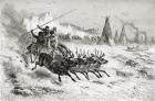 Samoyeds from Caborova on a Sleigh pulled by Reindeer, 1878 (engraving)