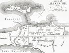 Map of ancient Alexandria, Egypt. From The Imperial Bible Dictionary, published 1889.