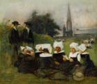 Study for Breton Women at a Pardon, c.1887 (oil on panel) (see also 60974)