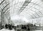 Interior of Charing Cross station, engraved by the Kell Brothers, c.1864 (engraving) (b/w photo)