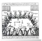 Portraits of the Jesuits and Priests as They Use to Sit in Counsel in England to Further the Catholic Cause (engraving) (b/w photo)