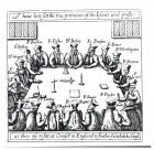 Portraits of the Jesuits and Priests as They Use to Sit in Counsel in England to Further the Catholic Cause (engraving) (b/w photo)