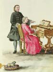 A Singer at the Clavichord with her Teacher (w/c on paper)