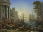 Seaport with the Embarkation of St. Ursula (oil on canvas)
