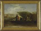 The Fishing Party - a Party of Gentlemen fishing from a Punt, 1794 (oil on slate)