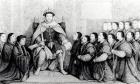 Henry VIII bestowing the charter on the Barber Surgeons (litho)