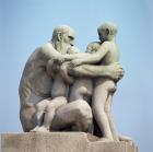 Old Man Embracing Four Young Boys (stone)