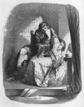 Heloise and Abelard kissing, illustration from 'Lettres d'Heloise et d'Abelard', 1839 (engraving)