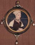 Miniature portrait of Jane Small, formerly known as Mrs. Robert Pemberton, c.1540 (w/c on vellum mounted on playing card)