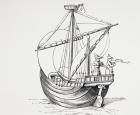 Fifteenth Century Sailing Ship, c.1880 (litho)