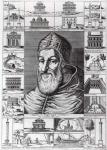 Pope Sixtus V, surrounded by the churches, buildings and monuments built or restored during his pontificate, engraved by Ambrosius, 1589 (engraving)