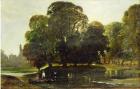 A View of Eton and the Fellows Eyot, c.1835-45 (oil on paper on panel)