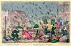 Very Unpleasant Weather, or the Old Saying verified "Raining Cats, Dogs and Pitchforks!", pub. by G. Humphrey, 1820 (engraving)