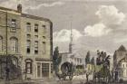 Entrance to London at Shoreditch Church, 1810 (colour engraving)