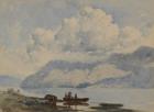 Lake with Boat and Figures, 1840-58 (w/c on paper)