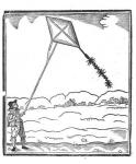 Kite Flying (engraving) (b/w photo)