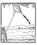 Kite Flying (engraving) (b/w photo)