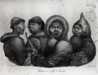 Inhabitants of the Gulf of Kotzebue, from 'Voyage Pittoresque autour du Monde', engraved by Langlume (fl.1822-24) (engraving) (b&w photo)
