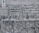 Part of the Coronation Procession of Edward VI, 1547 (engraving) (b/w photo)