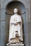 Florence, Florence Province, Tuscany, Italy. Statue in Piazzale degli Uffizi of Italian artist, sculptor, architect Andrea di Cione di Arcangelo c. 1308 – 1368, known as Orcagna. (photo)
