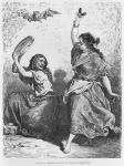 Gitana from Granada dancing the zorongo (engraving) (b/w photo)