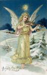 Angel with Violin, Victorian postcard