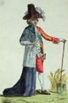 'Monsieur des Trois Etats', caricature on the Three Estates of France before the Revolution (coloured engraving)