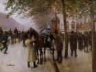 The Boulevards, Evening in Front of the Cafe Napolitain, late 19th century (oil on canvas)