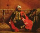 A Turk smoking sitting on a sofa, c.1825 (oil on canvas)