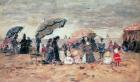 Parasols on the Beach, Trouville, 1886 (panel)